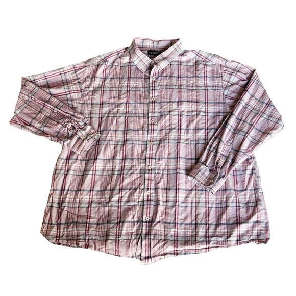 Roundtree & Yorke Pink Plaid Button-Down Mens Size 3XT - Picture 1 of 6